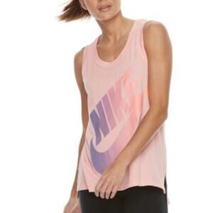 Nike Logo Racerback Scoopneck Tank Top Pullover Bleached Coral Womens Size Small